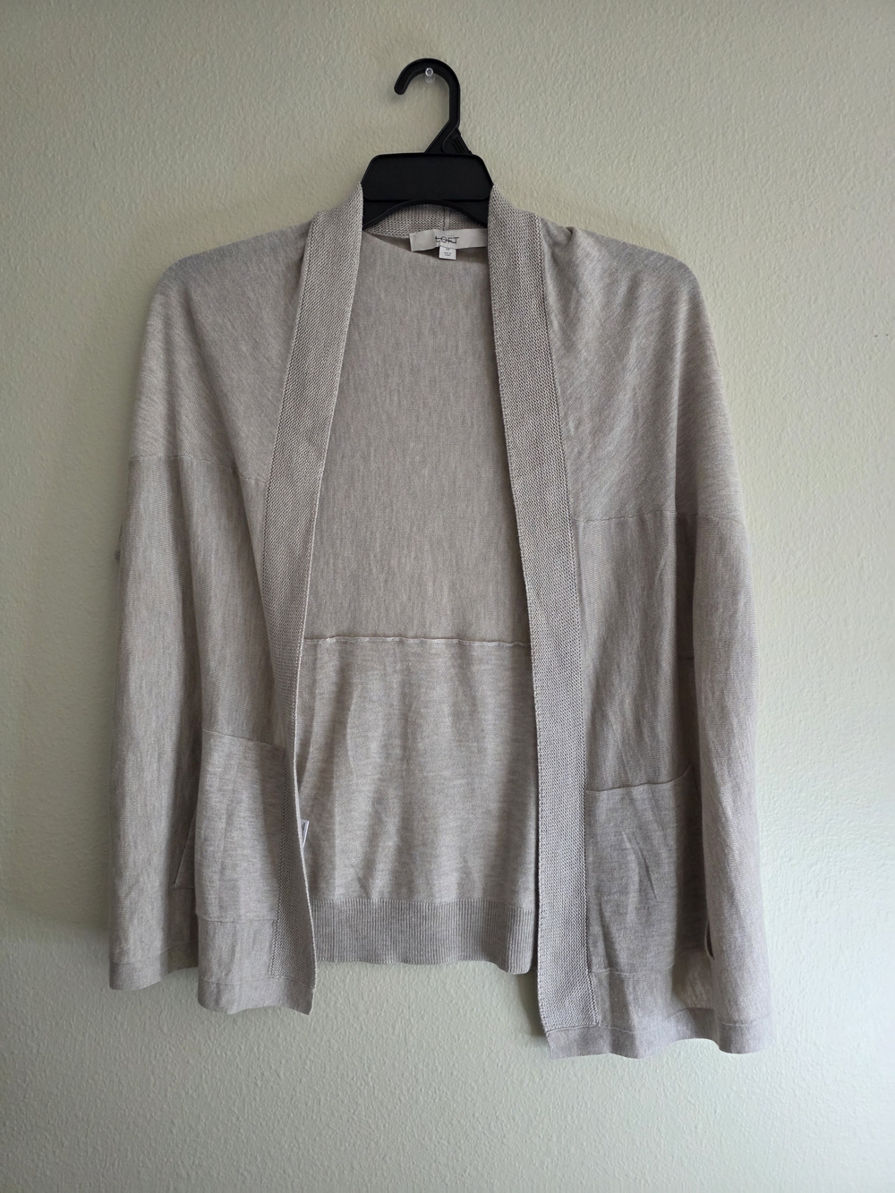 LOFT Neutral Beige Knit Cardigan Short Sleeve